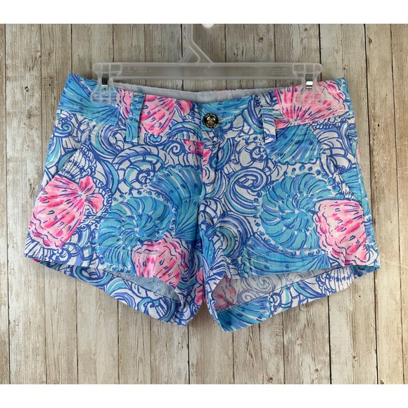 Lilly Pulitzer Womens Short Sz 00 Blue HAVEN RAISING SHELL Pockets Button Zipper - Picture 1 of 9